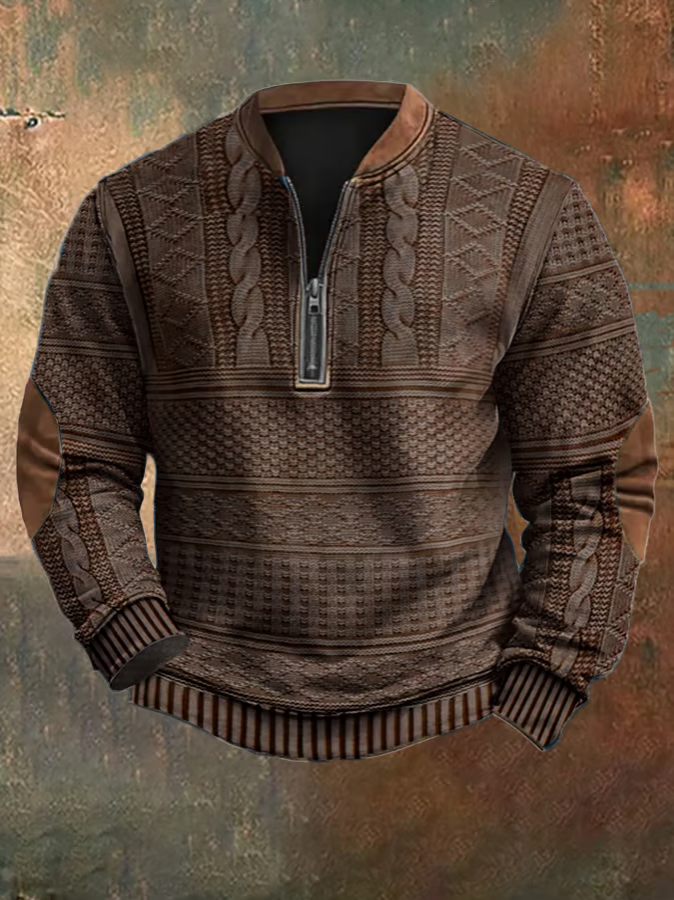 Men’s Half Zip Sweater | Classic Cable Knit Jumper for Winter