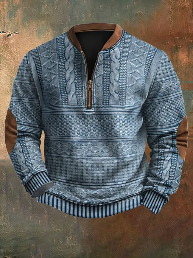 Men’s Half Zip Sweater | Classic Cable Knit Jumper for Winter