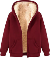 Women’s Fleece Jacket with Zip Up Hoodie | Warm Casual Winter Coat