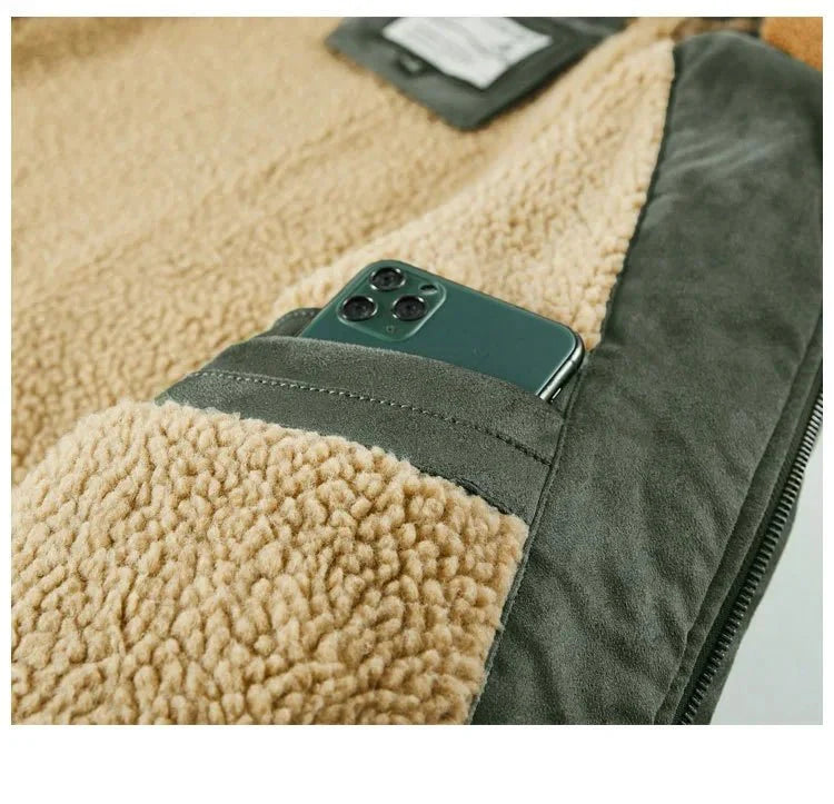 Men’s Fleece-Lined Bomber Jacket in Vintage Winter Style | Warm Casual Coat