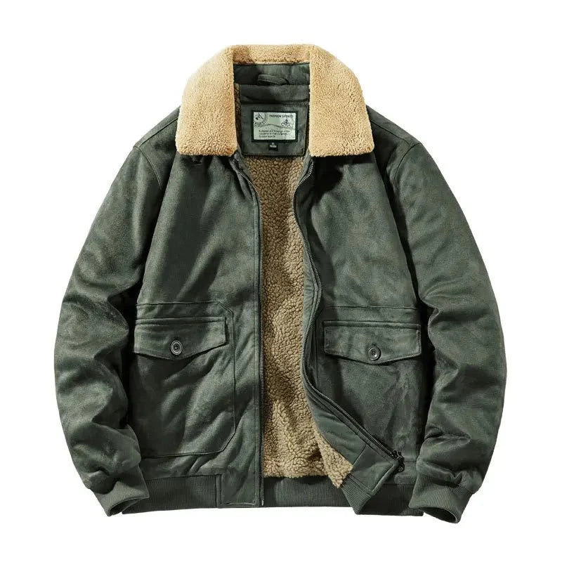 Men’s Fleece-Lined Bomber Jacket in Vintage Winter Style | Warm Casual Coat