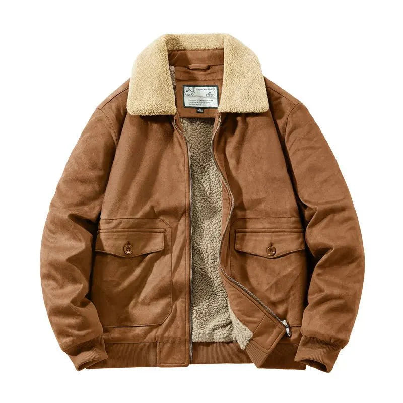 Men’s Fleece-Lined Bomber Jacket in Vintage Winter Style | Warm Casual Coat
