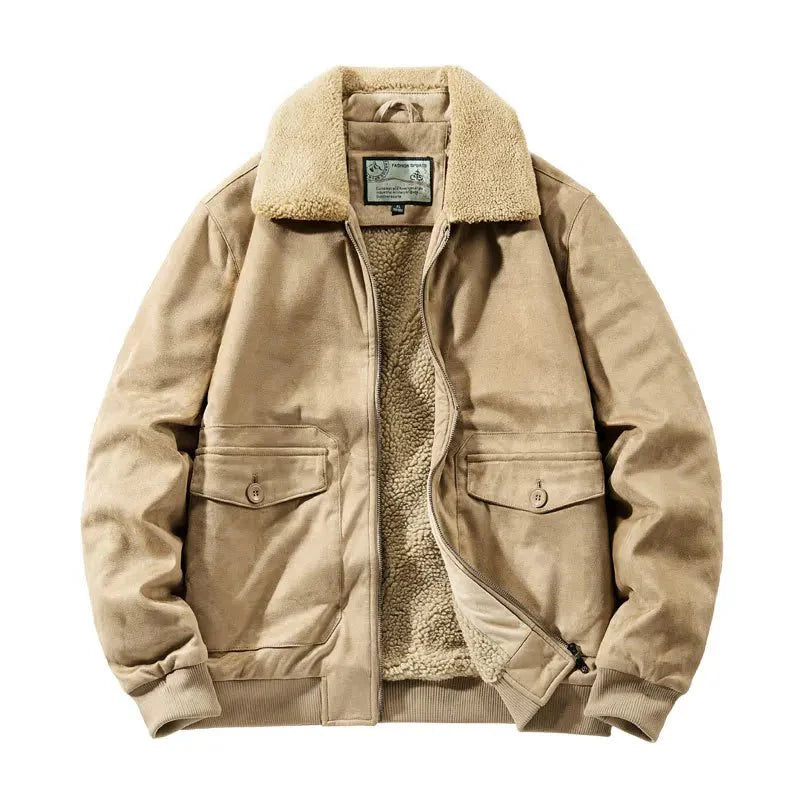Men’s Fleece-Lined Bomber Jacket in Vintage Winter Style | Warm Casual Coat