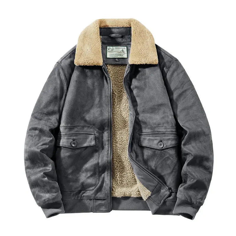 Men’s Fleece-Lined Bomber Jacket in Vintage Winter Style | Warm Casual Coat